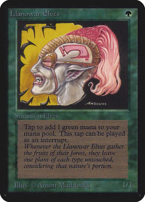 Elfos de Llanowar — Limited Edition Alpha — Criatura — Elf Druid — Coste {G}
